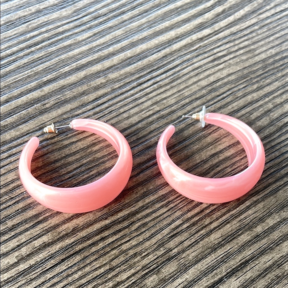 Pink Lucite Hoop Earrings